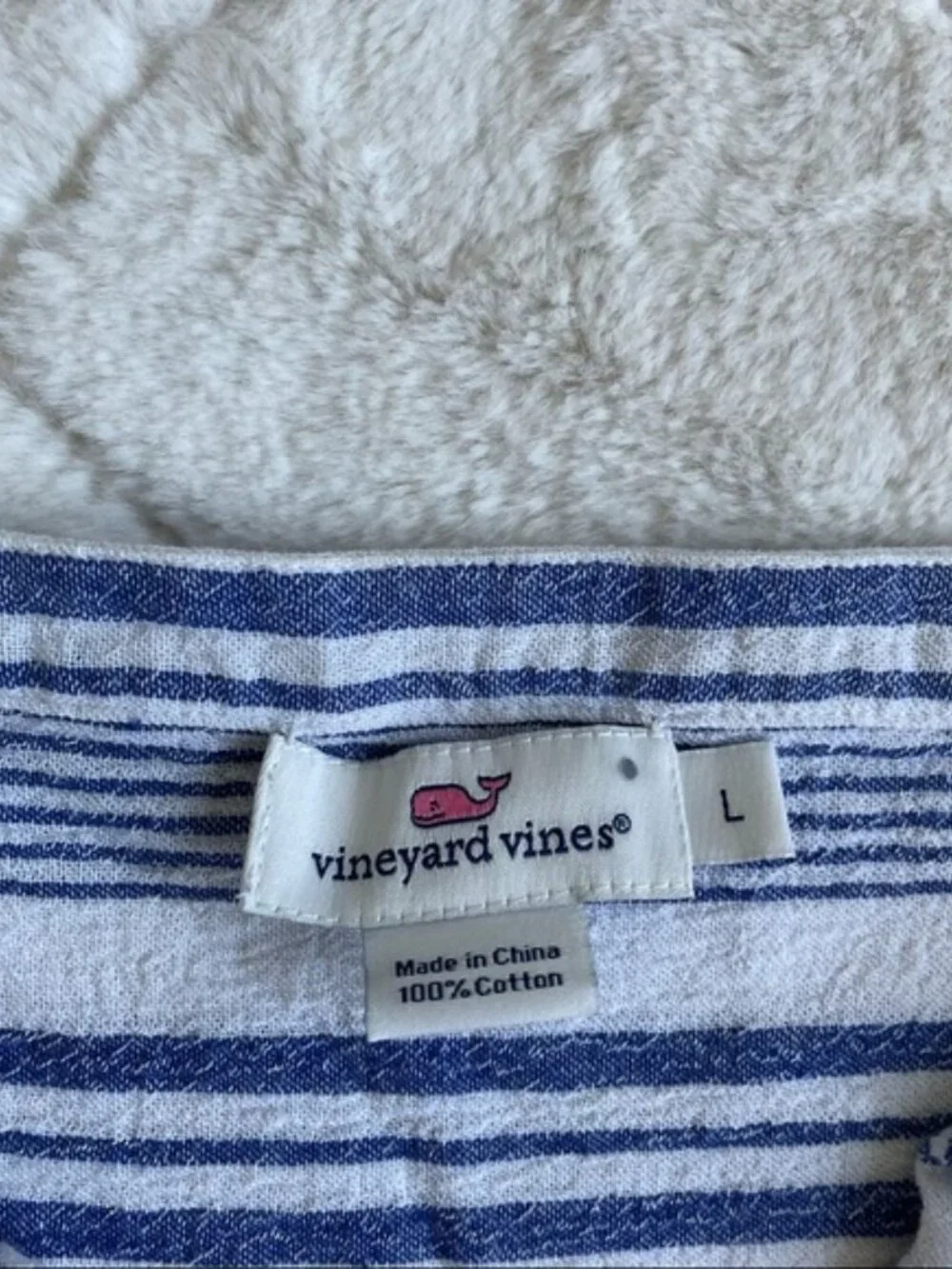 Vineyard Vines | Bungalow Stripe Tunic Top Tassels Embroidered | Size Large